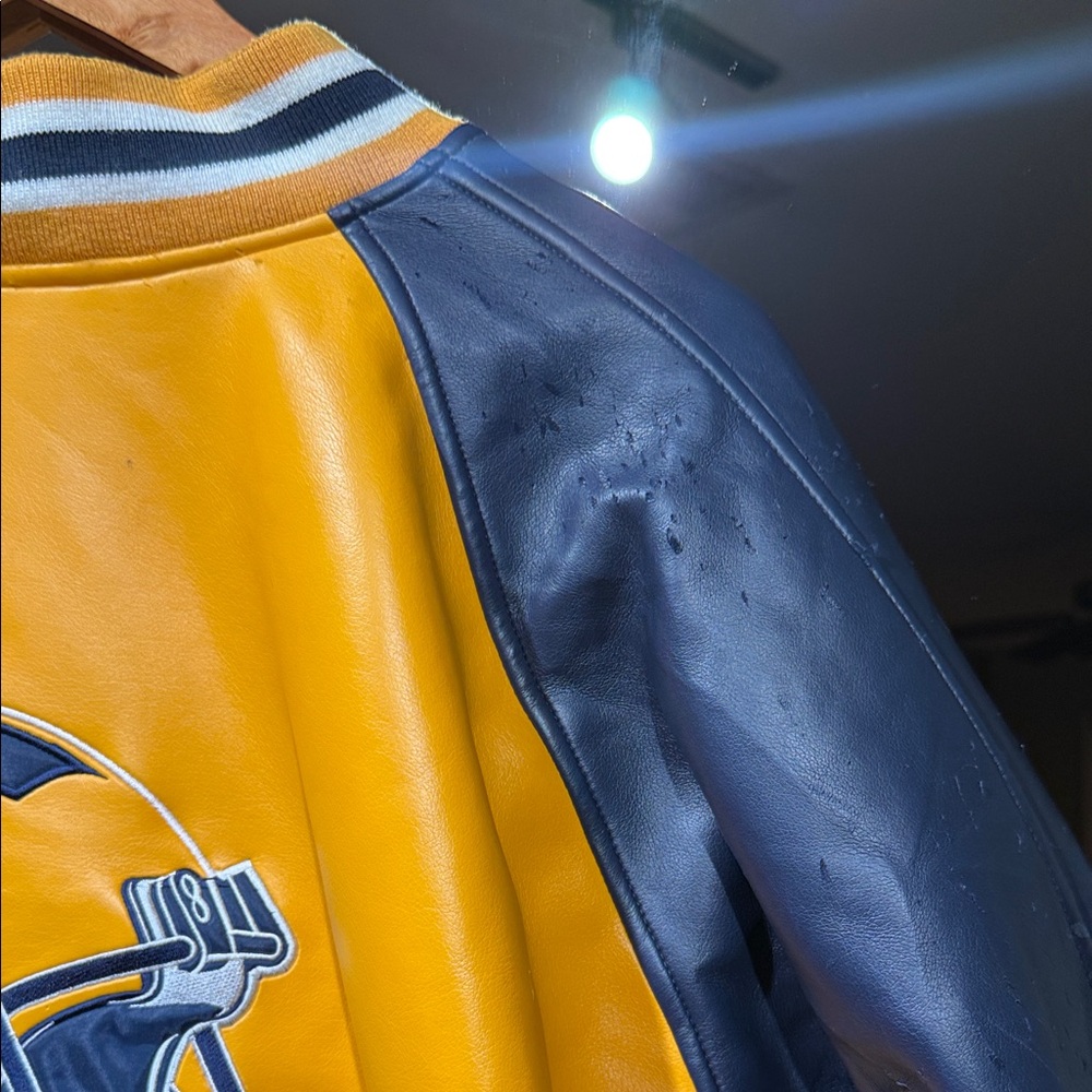 Vintage 90s Michigan Varsity Jacket by Steve and Barry’s Gold and Blue - Picture 9 of 11